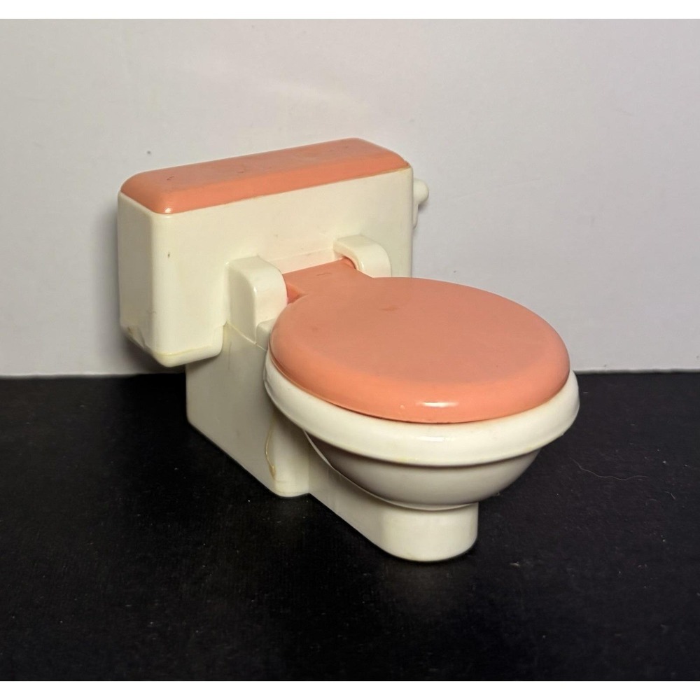 1993 FISHER PRICE DREAM DOLLHOUSE PINK TOILET BATHROOM FURNITURE ACCESSORIES